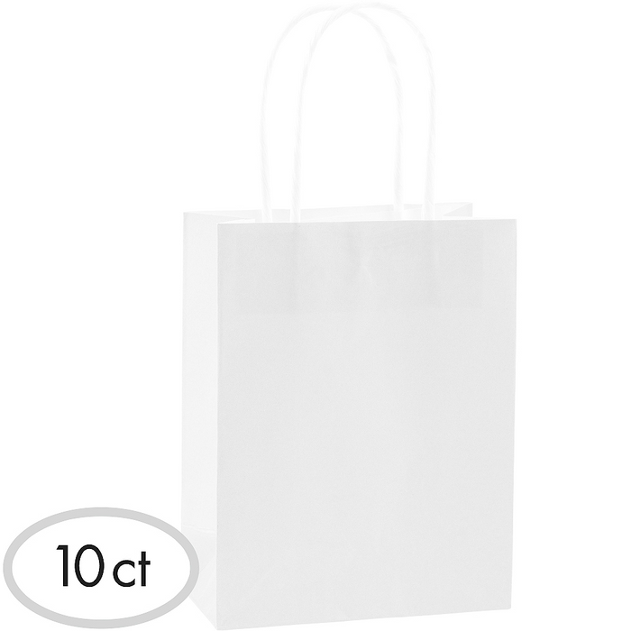 White Small Paper Gift Bags 8"  | 10 ct