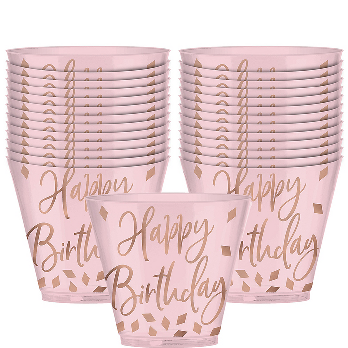 Blush Birthday Plastic Tumblers 9oz | 30ct