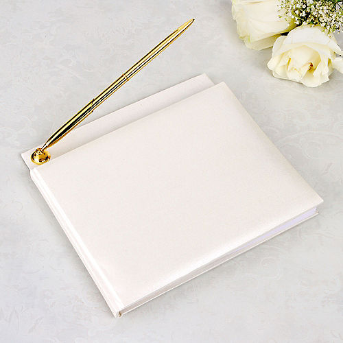 Ivory Wedding Guest Book with Pen  | 1ct