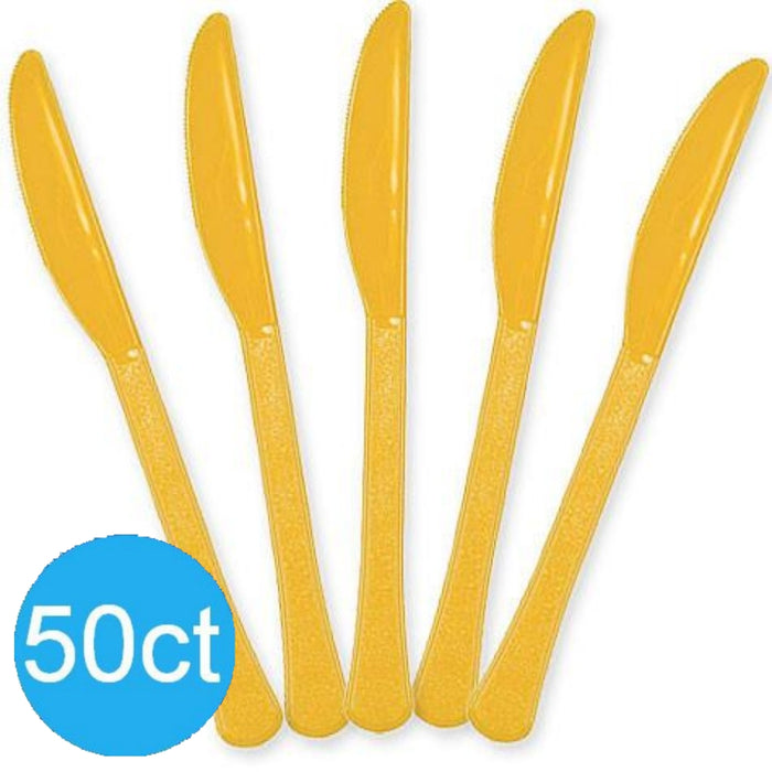 Yellow Sunshine Heavy Duty Plastic Knives | 50ct