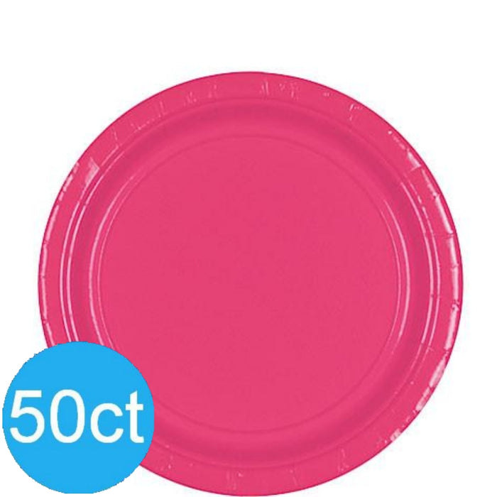 Bright Pink Lunch Paper Plates 8.5'' | 50ct