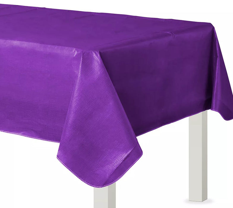New Purple Flannel Backed Vinyl Table Cover 52"x90" | 1ct
