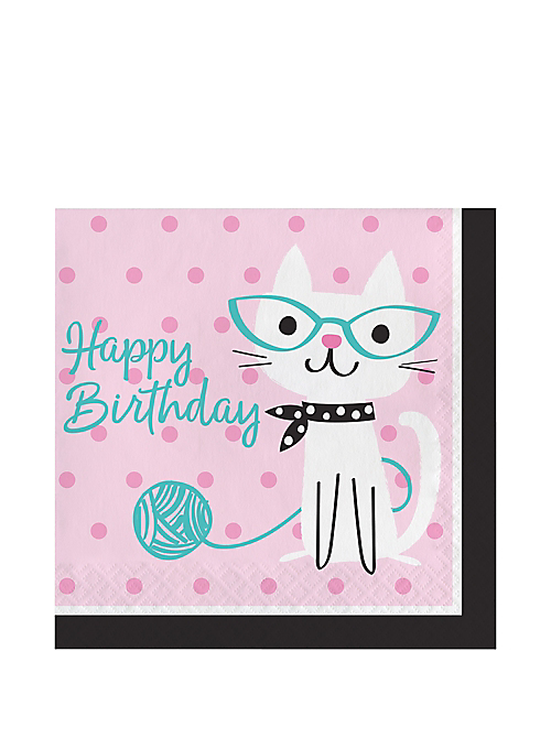 Purr-fect Cat "Happy Birthday" Lunch Napkins | 16ct