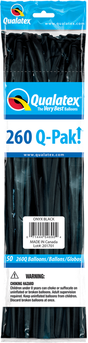 50 ct  ONYX BLACK 260 Q-Pak Balloons | 1ct
