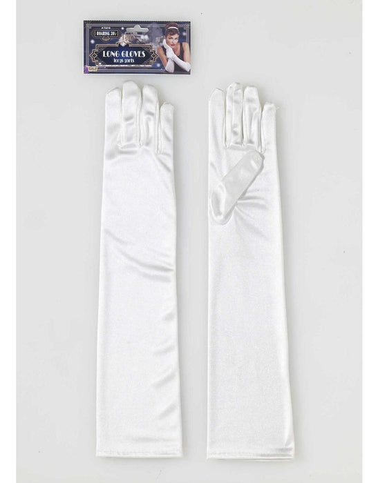 White Satin Flapper Gloves | 1ct