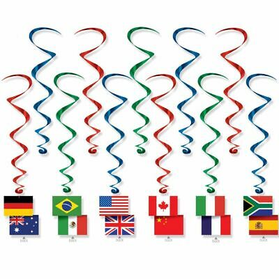 International Flag Whirl Decorations | 12pcs