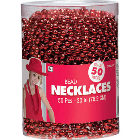 Red Beaded Necklaces | 50ct