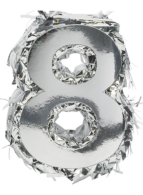 Metallic Silver Fringe Number 8 Mini Pinata | 1ct