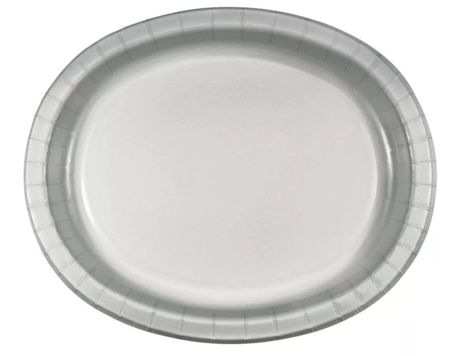 Silver Paper Oval Dinner Plates' | 8ct
