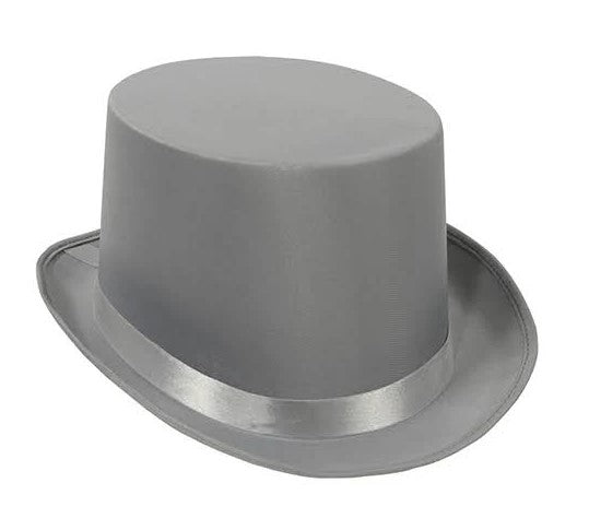 Silver Satin Sleek Top Hat | 1ct