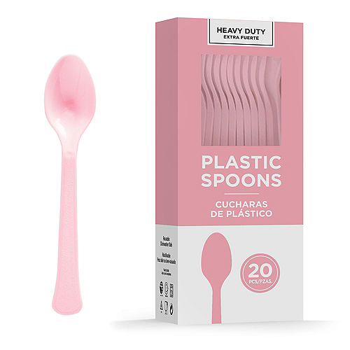 New Pink Heavy Duty Plastic Spoons | 20ct