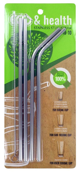 Eco & Health Stainless Steel Straws | 5pc