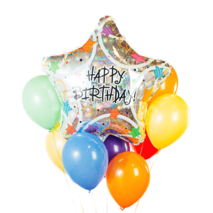 Happy Birthday Silver Star Balloon Bouquet