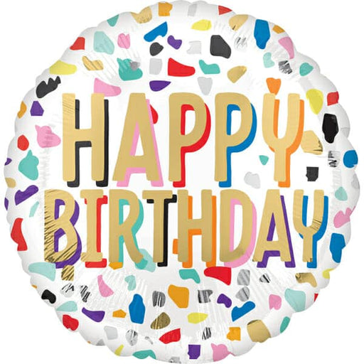 18-Inch Happy Birthday Confetti Foil Balloon