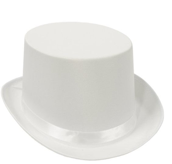 White Satin Sleek Top Hat | 1ct