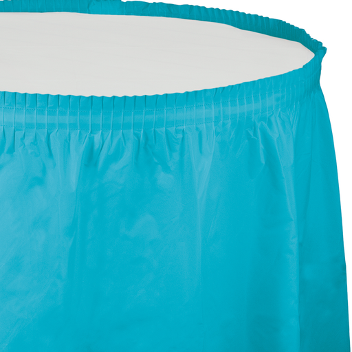 Bermuda Blue Plastic Tableskirt | 1ct
