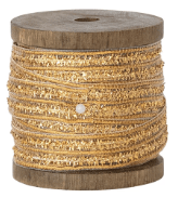 10 Yard 1/2"W Cotton Metallic Ribbon on Wood Spool, Gold Color | 1ct - Zurchers