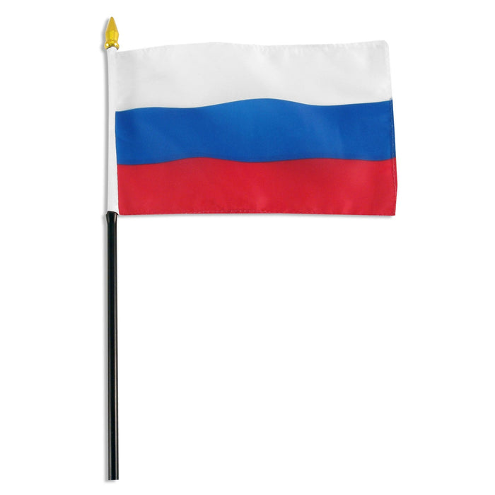 Russia Flag with Stick | 4" x 6" - Zurchers