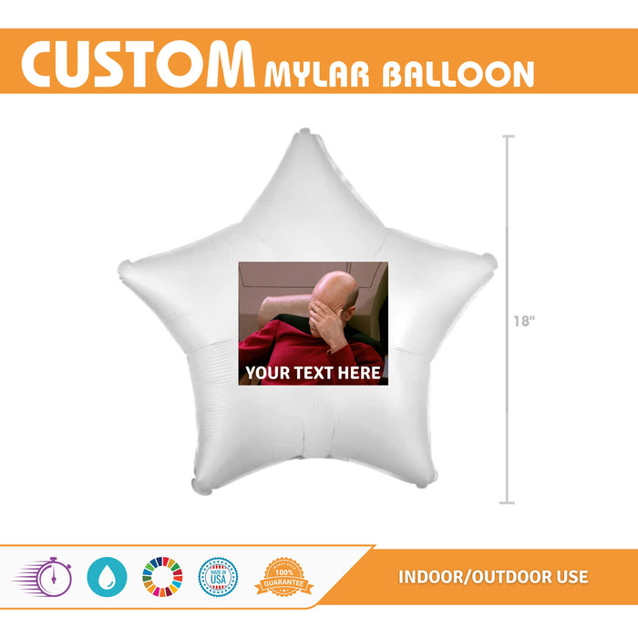 Custom Meme White Mylar Star Balloon 18" | 1ct