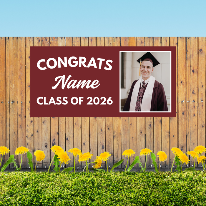 Grad in Color Custom Congrats Banner Name and Photo 2'x4' | 1ct