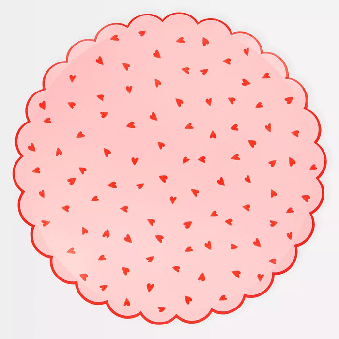 Valentine's Heart Pattern Paper Dinner Plates 10" | 8ct