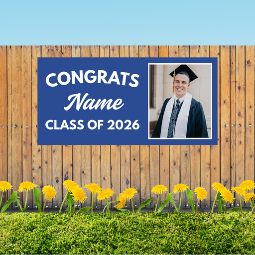 Grad in Color Custom Congrats Banner Name and Photo 2'x4' | 1ct