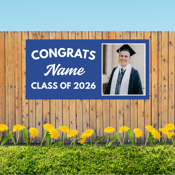 Grad in Color Custom Congrats Banner Name and Photo 2'x4' | 1ct