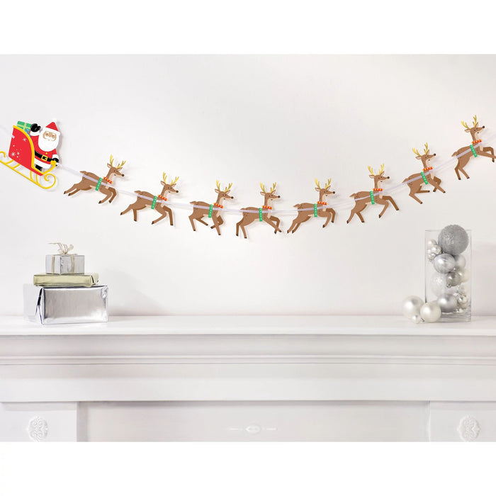 Christmas Santa & Reindeer Paper Banner | 1ct