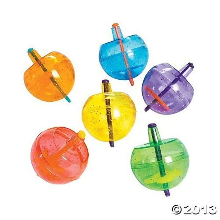 Plastic Neon Spin Tops with Glitter | 48ct - Zurchers