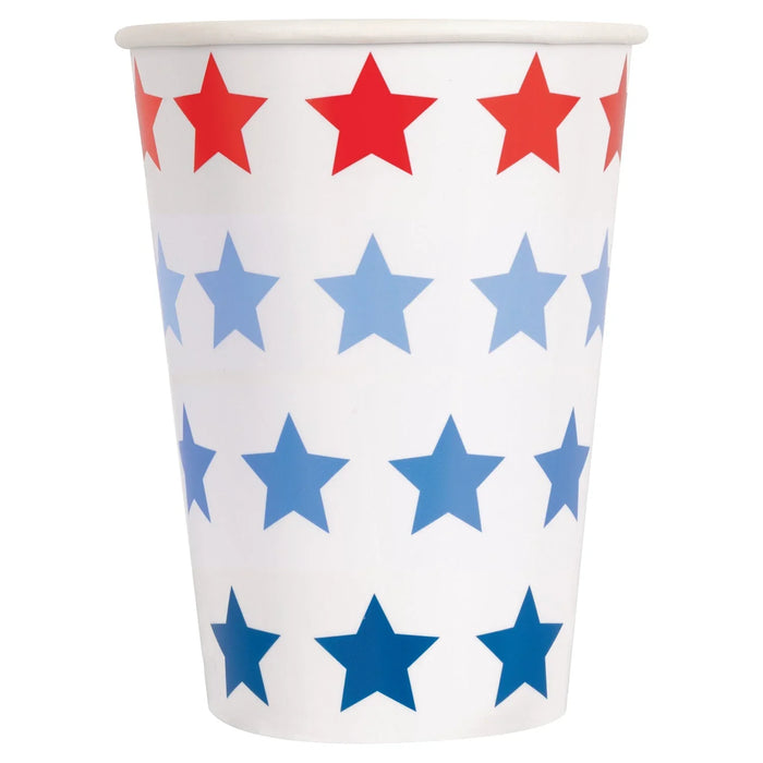 USA Patriotic Stars Paper Cups 12oz | 8 ct - Zurchers