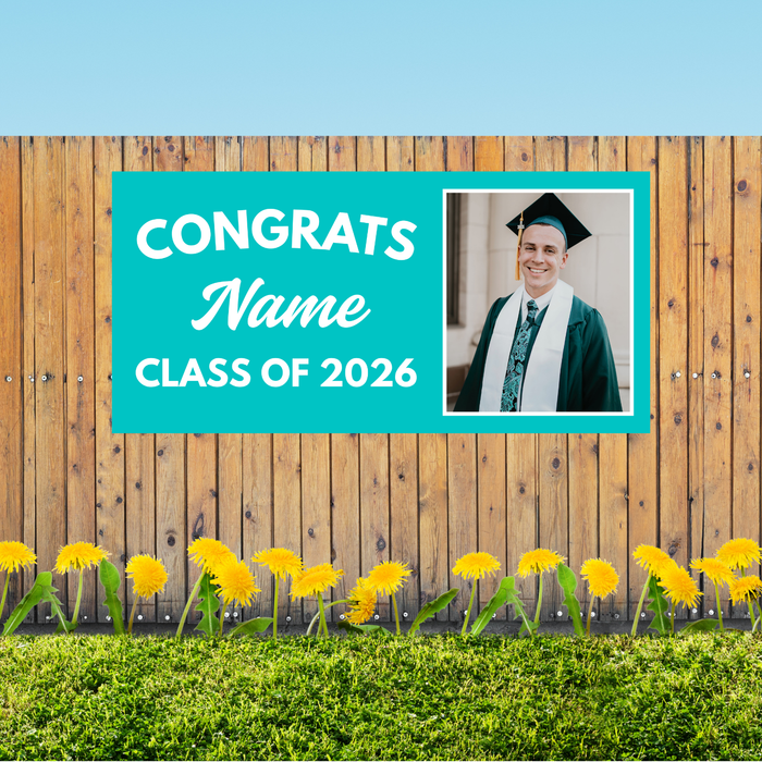 Grad in Color Custom Congrats Banner Name and Photo 2'x4' | 1ct