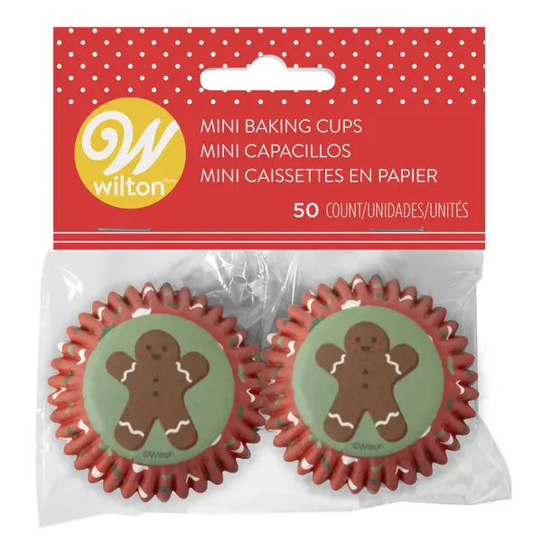 A 50 count package of Christmas Gingerbread Man Mini Cupcake Liners.