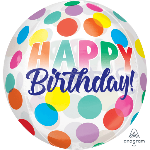 15in Birthday Big Dots Clear Orbz Balloon | 1ct
