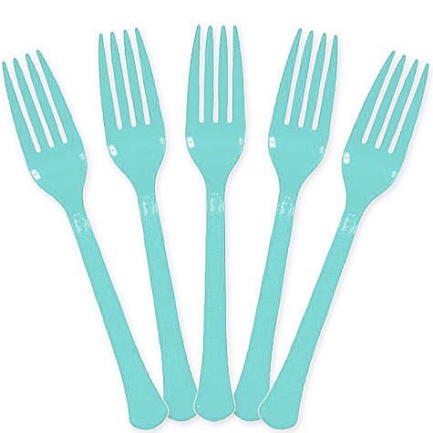 Robin's Egg Blue Plastic Forks | 20ct - Zurchers