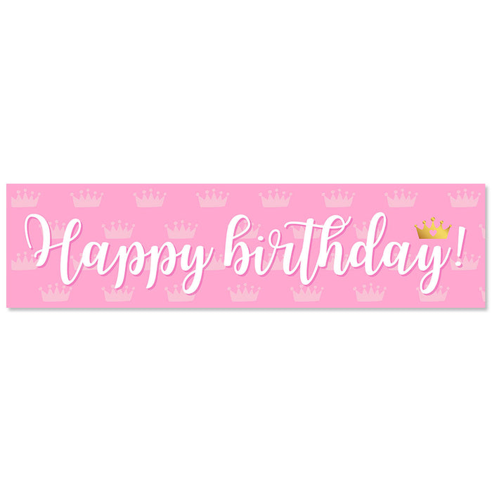 Princess Pink Crown Birthday To-Go Banner 50" x 13" | 1ct