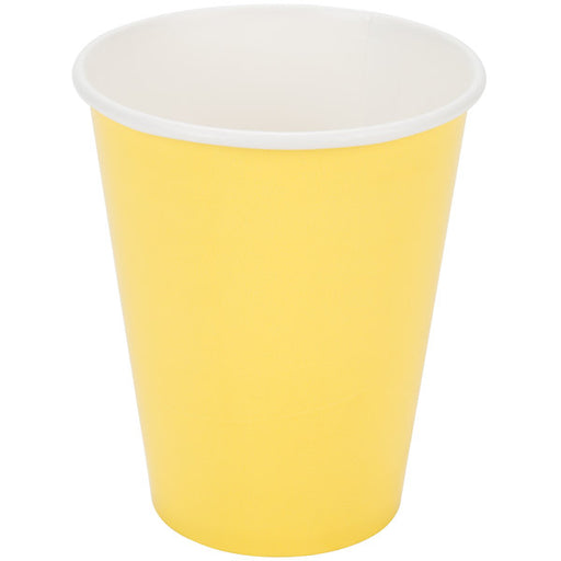 Elevate your next event with our 24ct pack of Light Yellow Paper Cups. Perfect for both hot and cold beverages, these 9oz cups are a versatile addition to any party or gathering. Made from quality paper, they are both convenient and environmentally friendly. Upgrade your drinkware game today!