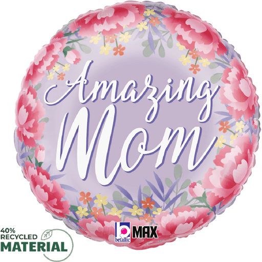 18in Satin Floral Amazing Mom | 1ct