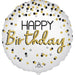 Black/Silver/Gold Happy Birthday Mylar 18in | 1ct - Zurchers