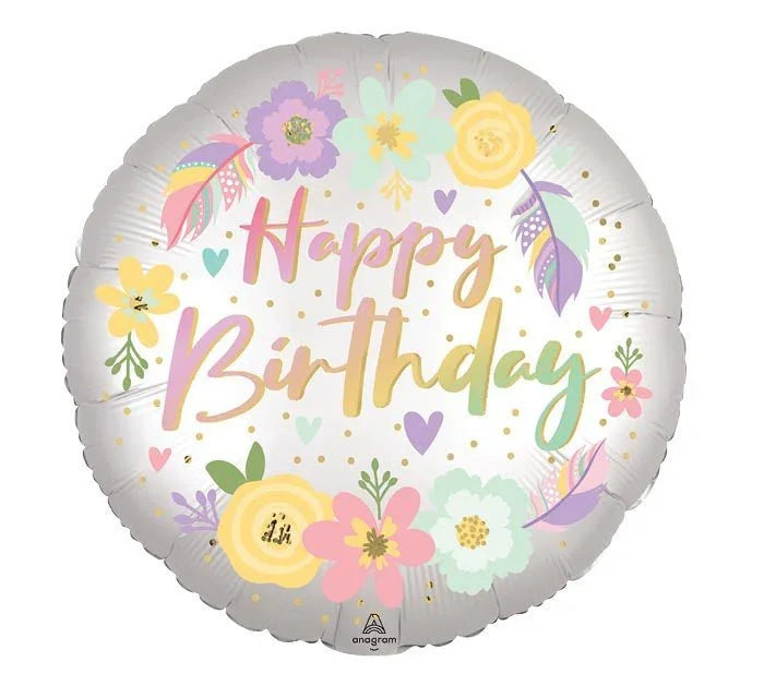 Boho Birthday Flower Satin Balloon - 18" | 1 ct. - Zurchers