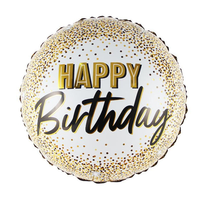 18" Happy Birthday Gold Dots Mylar Balloon | 1 ct - Zurchers