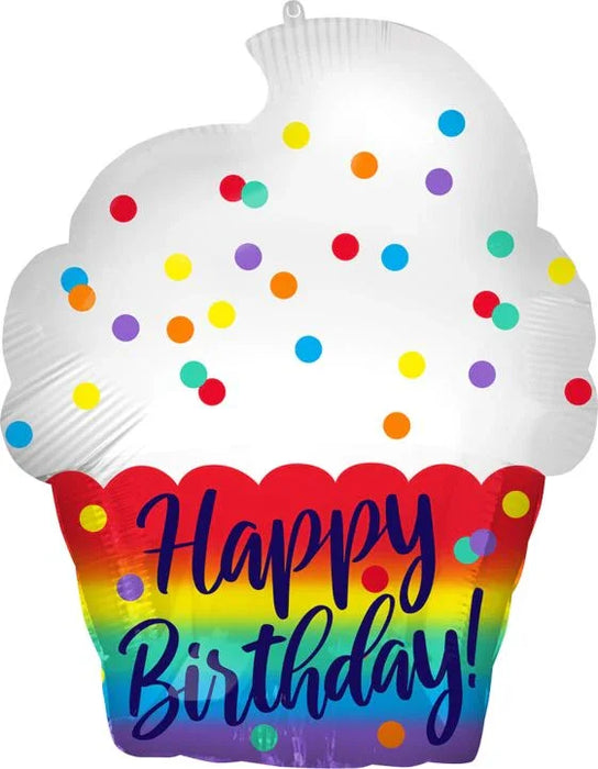 Happy Birthday Satin Cupcake Mylar Balloon 18" | 1ct - Zurchers