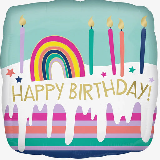 Happy Birthday Frosted Striped Cake Mylar 18in | 1ct - Zurchers