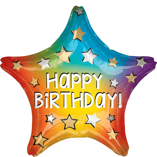 Happy Birthday Rainbow Star Mylar 18in | 1ct - Zurchers