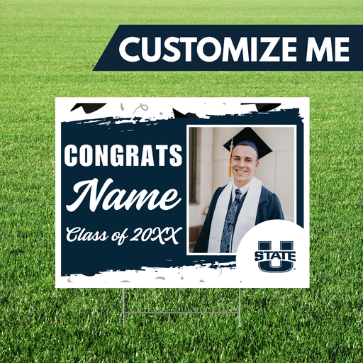 USU Custom Grad Image & Name Yard Sign 24"x18" | 1ct