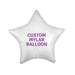 Custom Image White Mylar Star Balloon showing text option