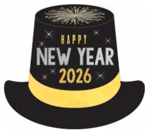2026 Cheers For The New Year Printed Top Hat - Zurchers