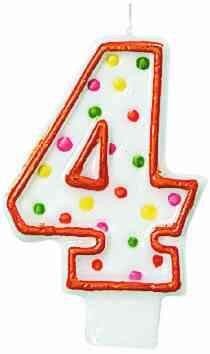 Red & White Number 3 Candle - 3 Inch Flat Molded Birthday Cake Candle