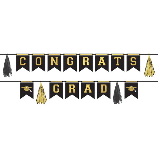 A 2 Count 10 Foot Graduation Congrats Grad Pennant Banner Kit.