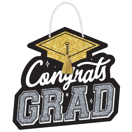 A 11.5-foot Graduation Congrats Grad Value Glitter Sign.