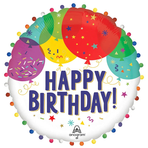 Happy Birthday Balloons PomPom Supershape Mylar 24" | 1ct - Zurchers
